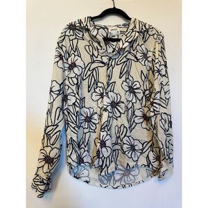 SVRN Code Floral Longsleeve Button Up Blouse Size Medium